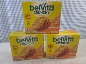 lot 230 image: (B-2) 3 Boxes Belvita Crunchy Golden Oat Beakfast Biscuits Past Date