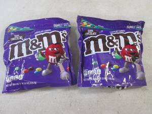 lot 231 image: (B-1) 2 Family Size Bags Dark Chocolate M&ampMs Best by Jan 2024