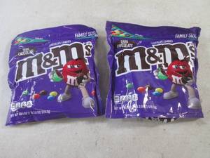 lot 232 image: (B-1) 2 Family Size Bags Dark Chocolate M&ampMs Best by Jan 2024
