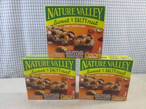 lot 237 image: (B-1) 3 Boxes of Nature Valley Dark Chocolate, Peanut & Almond Chewy Granola Bars Best by March 2024