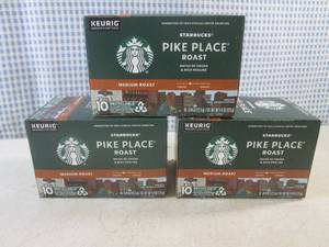 lot 255 image: (B-3) 3 Boxes of Keurig Starbucks Pike Place Roast Coffee K-Cup Pods 10 Per Box Past Date