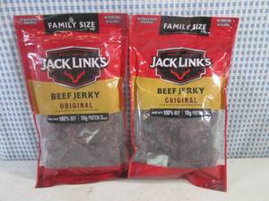 lot 280 image: (B-2) 2 Family Size Bags Jack Links Original Beef Jerky Past Date