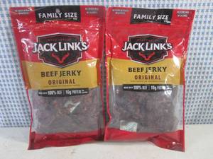 lot 281 image: (B-2) 2 Family Size Bags Jack Links Original Beef Jerky Past Date