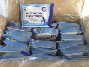 lot 301 image: (EC1) Case of 72 Grab & Go Packs Antibacterial Hand Wipes 20 Wet Wipes Per Pack