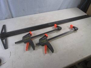 lot 61 image: (H-2) Metal 40 T-Square and 2 12 Bar Clamps
