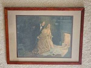 lot 72 image: Romantic Victorian Period Framed Print by Alfred James Dewey  Young Lovers