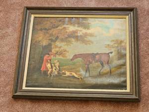 lot 130 image: English Fox Hunt Framed Oil Print