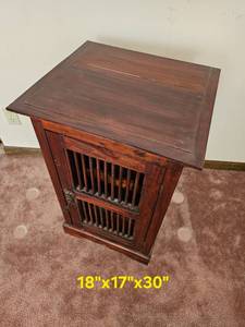 lot 131 image: Rustic Slotted Red Wine Storage Cabinet