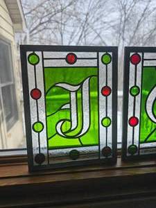 lot 125 image: Cute JOY Stain Glass Pieces