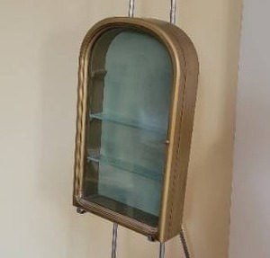 lot 49 image: Elegant Cast Metal Eisel with Vintage Glass Display Case