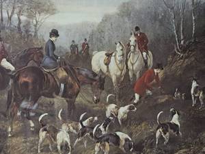 lot 102 image: Framed English Hunt Scene Print  Run to Earth