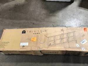 Twin Star Home 72 in. Norwalk Oak TV Console with 4-Shelf Storage Fits TVs up to 80 in with Cable Management    Customer Returns See Pictures