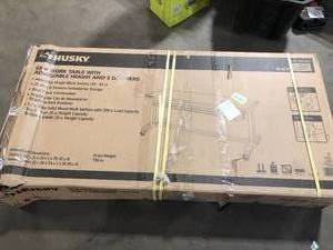 Husky 62 in. Adjustable Height Workbench Table with 2-Drawers in Black     Customer Returns See Pictures