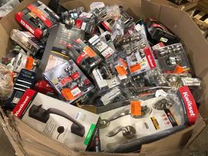 Gaylord of Assorted Door Handles and Hardware Various Models and Conditions Customer Returns See Pictures