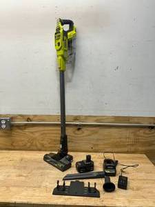 lot 24 image: RYOBI ONE 18V Cordless Stick Vacuum Cleaner Kit with 4.0 Ah Battery and Charger