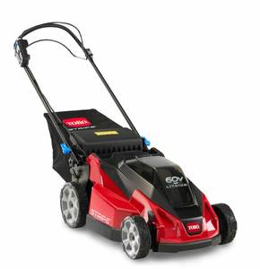 lot 6 image: TORO 60V MAX 21 in. (53 cm) Stripe Self-Propelled Mower - 5.0Ah BatteryCharger Included (Retails for $579)