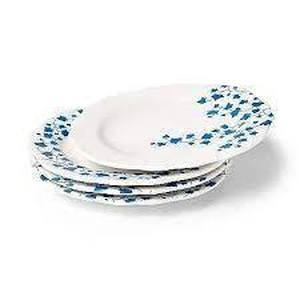 lot 29 image: TWO (2) 4pc Ivy Print Ceramic Appetizer Plate Sets - Rowing Blazers