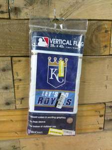 lot 60 image: MLB KC Royals Vertical Flag Banner 28in. X 40in. Lets Go Royals