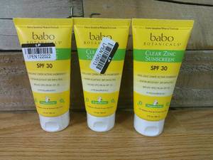 lot 62 image: Set of 3 Babo Botanicals Zinc Sunscreen SPF 30 Frag 3 Oz