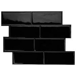 lot 102 image: Lot of 5 Smart Tiles 11.56 X 8.38 Self Adhesive 3D Peel and Stick Backsplash Tiles Black