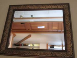 lot 60 image: Large deep tone Carved wood framed wall mirror