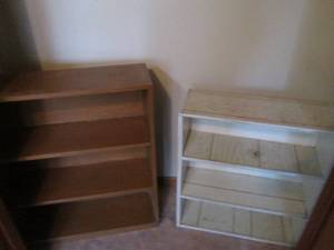 lot 77 image: Set of wood book shelves perfect for shops or suppies