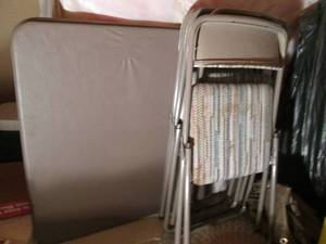 lot 101 image: Card table and (4) Matching padded folding chairs