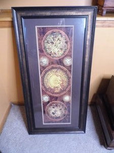 lot 166 image: Abstract Map print encased by a stunning wood frame approximately 4824