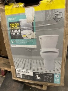 American Std Reliant Two-Piece 1.28 GPF Single Flush Round Standard Height Toilet with Slow-Close Seat in White