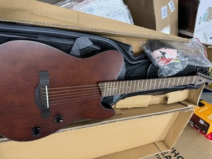 Acoustic Guitar Silent Nylon 6 String Travel Electronic Classical Guitar Portable Built in Effects Acoustic Steel String Guitars Acoustic Guitar Case Bag, Strap, Steel Strings, Tuner (Brown-MY