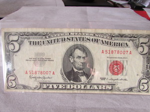 1963 Five Dollar Red Seal Note