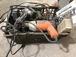 lot 103 image: Basket of Dewalt Batteries, Tools and Chargers