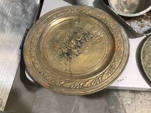 lot 120 image: Metal decor w pans and pail