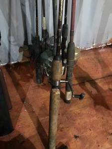 lot 340 image: 7 Fishing Rods w Reels