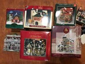 lot 354 image: Bin of Christmas Decor, Electric Christmas Village
