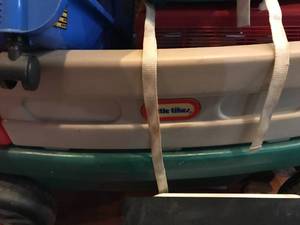 lot 395 image: Childrens wagon, toys storage and toddler highchair