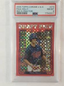 lot 14 image: Paul Kelly 2005 Topps Chrome Red X-Fractor Draft Pick No. 213, Numbered 1465, PSA Graded 8 NM-MT