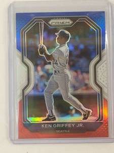 lot 20 image: Ken Griffey Jr. 2021 Panini Red, White, Blue Prizm No. 19