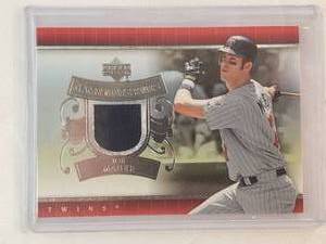 lot 23 image: Joe Mauer 2007 Upper Deck Game Materials Relic No. UD-JM