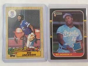 lot 29 image: Bo Jackson - Lot of 2 MLB Rookie Cards 1987 Topps No. 170 & Donruss 87 Rated Rookie No. 35