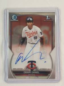 lot 55 image: Omari Daniel 2023 1st Bowman Chrome On Card Auto No. CPA-OD
