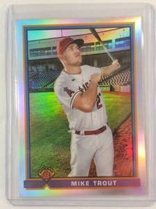 lot 60 image: Mike Trout 2021 Bowman Refractor No. 91B-MT