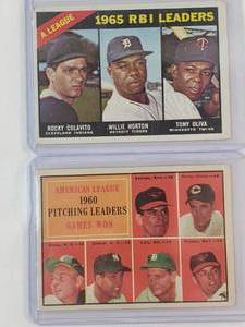 lot 67 image: Lot of 2 Vintage 1960 American League Pitching Leaders Games Won No. 48, 1965 A. League RBI Leaders No. 220