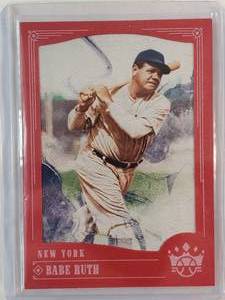 lot 82 image: Babe Ruth 2018 Panini Diamond Kings Red Fram SP No. 1
