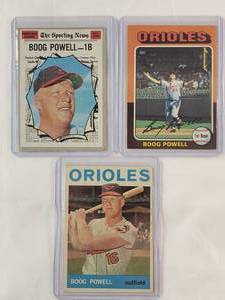 lot 101 image: Boog Powell Lot of 3 1964 Topps No. 89, 1970 Topps No. 451, 1975 Topps No. 625