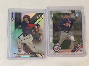 lot 103 image: Royce Lewis Lot of 2 2019 Bowman Chrome No. BCP-103, 2019 Bowman Platinum No. TOP-81