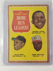 lot 107 image: 1961 National League Home Run Leaders Cepeda, Mays, Robinson Topps No. 54