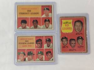 lot 112 image: Lot of 3 Vintage American League 1960 Strikeout Leaders No. 50, 1961 American League Win Leaders No. 57, 1960 Games Won Leaders No. 48