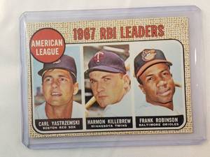 lot 122 image: 1967 AL RBI Leaders Yastrzemski, Killebrew, Robinson No. 4