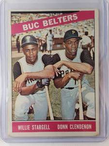 lot 123 image: 1966 Topps Buc Belters Stargell and Clendenon No. 99